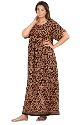 Image of Monique Brand 100% Pure Cotton Nighty for Woman | Floral Gown for Women Night Wear | Cotton Nighty for Women Stylish | Maxi for Women Cotton