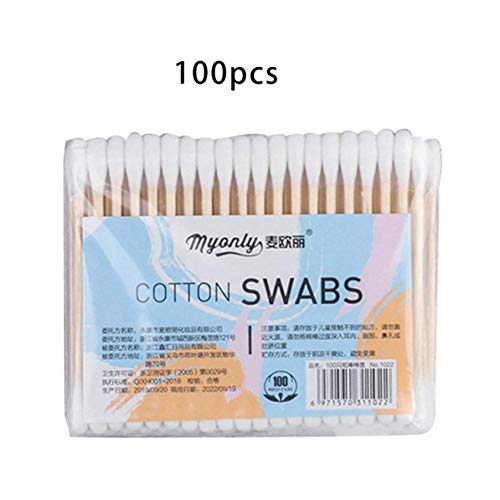 Preisvergleich Produktbild Sunnyflowk Cleansing Cotton Swabs Doppelköpfige Make-up-Sticks mit doppelter Baumwollspitze Weiches und saugfähiges Make-up 100 Stück (weiß)