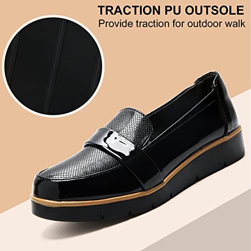 Image of UZB Slip On Loafers for Womens Leather Comfort Memory Foam Dress Shoes