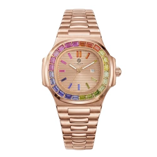 Image of Carlton London Grace Women Analog Watch, Round Dial, Stainless Steel Strap, Quartz Movement, Multi Color Strap, Date Display, 30M Water Resistant
