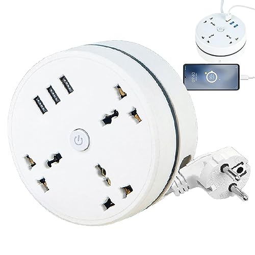 Dubbulon Regleta - Viaje Cable extensión retráctil 6.5 pies,Enchufe Viaje 3 Puertos USB, Corriente, Carga