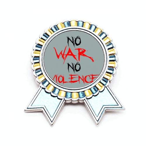 Broche No War No Violence métallique de taille M insigne paix et amour