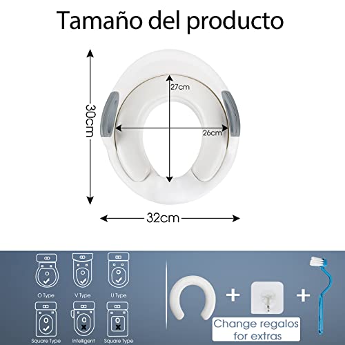 Toilettensitz Kinder, WC Sitz Kinder Mit Spritzschutz , Baby Sitz Anti-Rutsch Polster Kloaufsatz, Toilettentrainer Grau – Bild 4