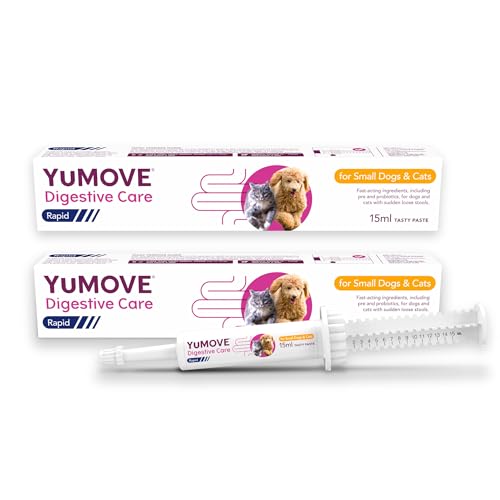 YuMOVE Digestive Care Rapid Dog & Cats Pre and Probiotic Paste for Gut Health Digestive Supplements with Fast-Acting Ingredients for Small Dogs & Cats 2 x15ml