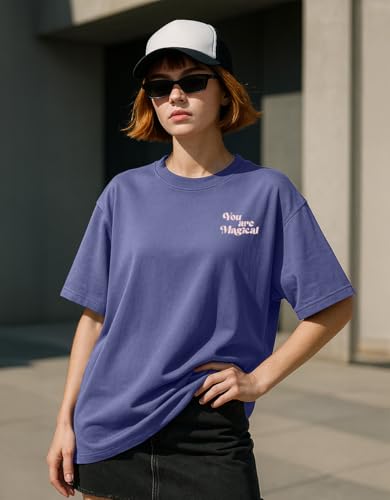 Image of Cotton Blend Oversized Baggy Fit Drop Shoulder Graphic Printed Half Sleeve T-Shirt Combo for Women (Pack of 3) (Sizes: S to 2XL)