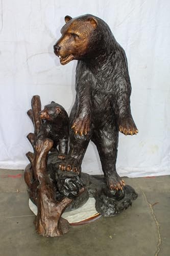 Estatua Grande de Oso y Cachorro en Bronce miniatura 4