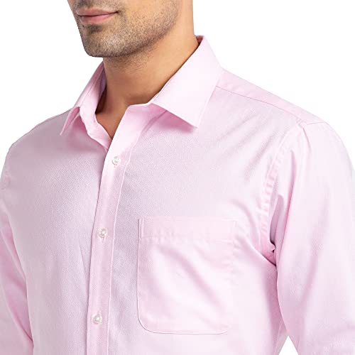 Image of Raymond Men's Pure Cotton Jacquard Pattern Slim Fit Semi Cutaway Collar Full Sleeve Formal Shirt