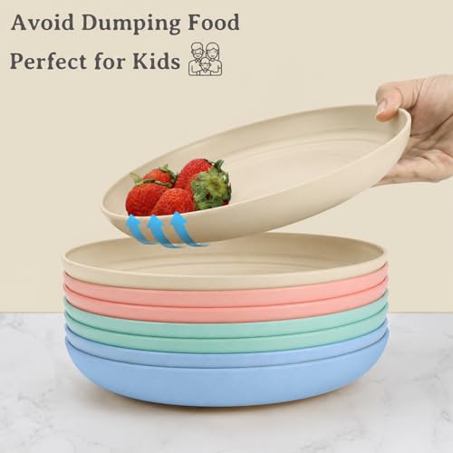 Wrova Wheat Straw Plates Sets for 8 - Unbreakable 8 Inch Plates Alternative to Plastic, Small Dinner Plate Set for Dessert, Appetizer, Salad, Microwave & Dishwasher Safe Kid Plates- Nordic by Wrova - Used condition - Image 5