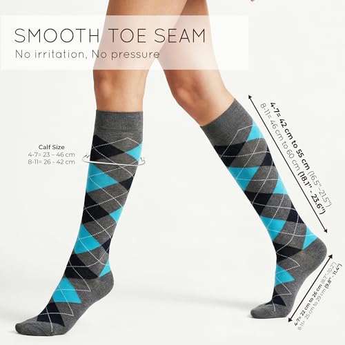 Image of Mysocks Unisex Knee High Long Socks Argyle