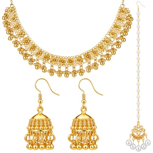 Quelay �C���f�B�A���W���G���[3�_�Z�b�g ���f�B�[�X Navratri Maang Tikka �w�b�h�s�[�X �g���f�B�V���i�� �C���f�B�A���w�b�h�W���G���[ ���C���X�g�[�� �z�`�F�[�� �l�b�N���X �C�������O ������ �K���o �p�[�e�B�[�M�t�g�p