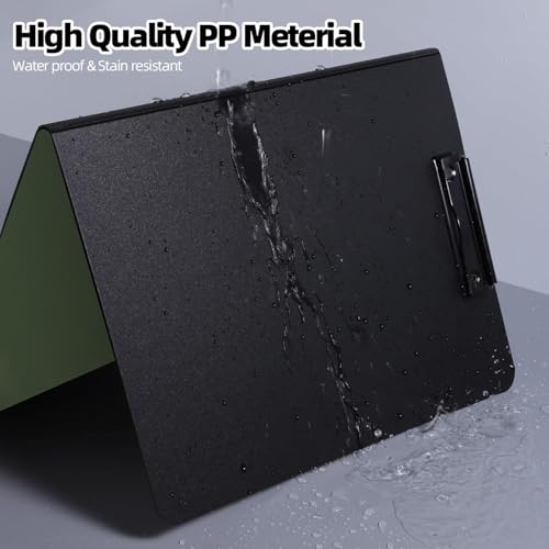 Image of File Cover Folder Clipboard,Multi-Functional Binder Dual Clip File Folder,360 Degree Flip Sturdy Writing Pad with Strong Metal Clip,PP File for A4 Size Business,Office,School Papers (2, Green)