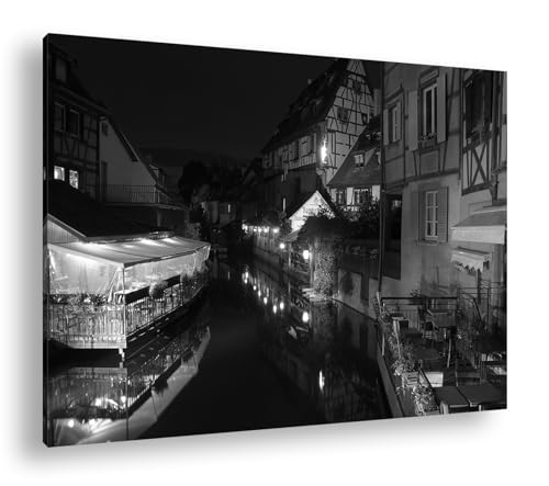 Colmar la nuit décoration murale deyoli noir et blanc grand format 90x60