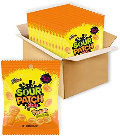 SOUR PATCH KIDS Peach Soft & Chewy Candy, 12 - 3.56 oz Bags