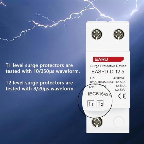 Protector contra sobretensiones 4P salva electrodomésticos de picos de tensión y bajo voltaje 6