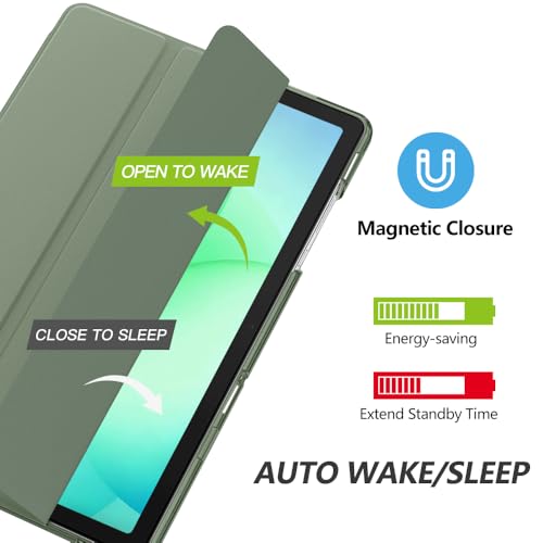 Image of MoKo for Samsung Galaxy Tab A11 Plus / A11+ Case 11 Inch 2026, Galaxy Tab A9 Plus / A9+ Case 11 Inch 2024, Slim Stand Hard PC Translucent Back Shell Smart Cover, Auto Wake /Sleep, Celadon