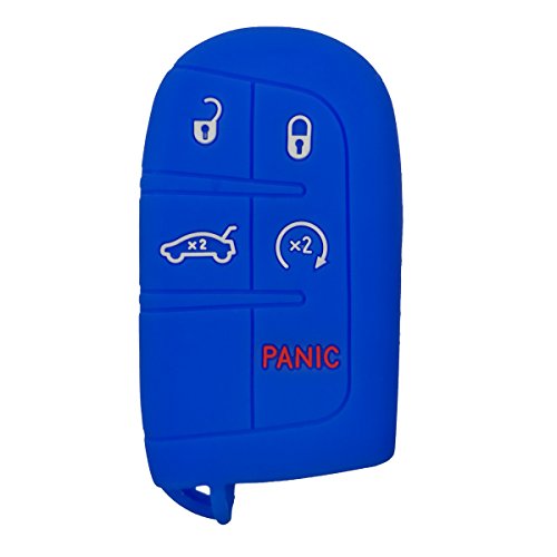 Coque caoutchouc clé 5 boutons compatible Jeep Grand Cherokee Dodge bleu