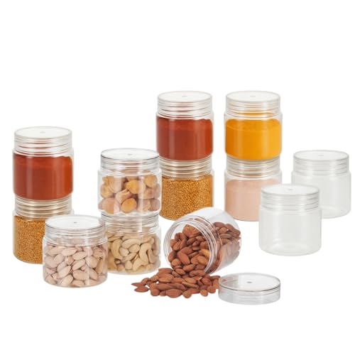 Image of 500ml Crystal Clear Airtight BPA-Free Plastic Container | Kitchen Storage Jar, Dabba & Box Set for Spices, Dry Fruits, Snacks, Nuts & Groceries | Modern Pantry Organizer Set of 6