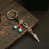 VIXDA Keychain Brass Vintage Amulet Pendant for Men Handmade Car Keyring with Braided Rope Lucky Gift