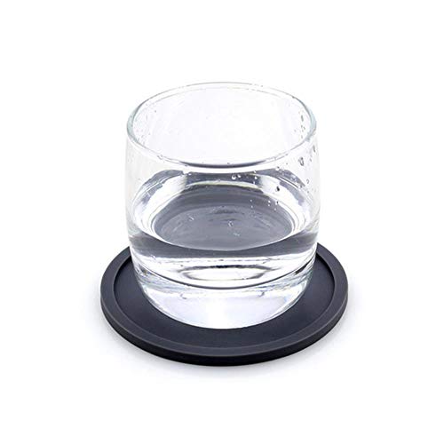 KKDIY Lot de sous-Verres en Silicone Color Pop Pack de 1/5/8 réutilisables de Haute qualité pour vin Rond, bière et Boisson sous-Verres-États-Unis, Noir, 5 pièces, Rond