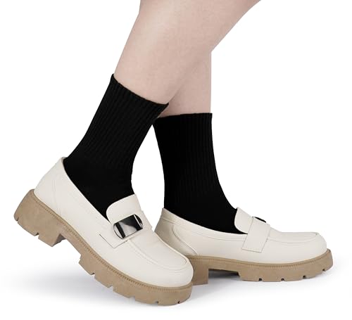 Image of BomKinta Women Casual Calf Socks - Cute Cotton Crew Socks - Soft Above Ankle Sock Gifts 6 Pairs Size 5-10