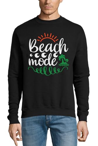 Pull noir en coton Palmier été Soleil Beach Mode pour homme et femme