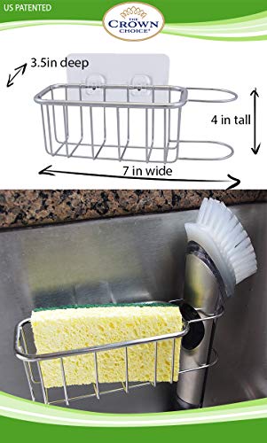 image for The Crown Choice 2-in-1 Sink Sponge Holder | in Sink Brush Caddy | Det