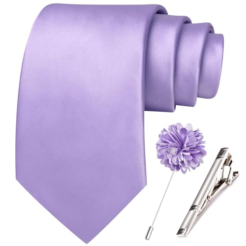 Image of Hi-Tie Men's Extra Long Solid Satin Tie Set 63 Inch /70 Inch Formal Necktie