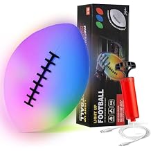 SKYLAR Glow in the Dark Football with LED Lights, Rechargeable Light Up Football with USB-C Charging and Pump, Bright Impact Activated Outdoor Football for Night Games Beach Camping