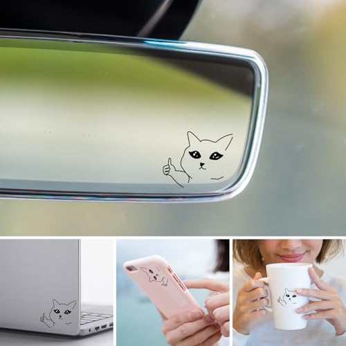 Image of Car Mirror Decals, Cute Kitty Cat Vinyl Stickers, Peeking Design for Rearview Mirror, Car Accessories for Women, Small Stickers for Laptops and Water Bottles (Cat 4)