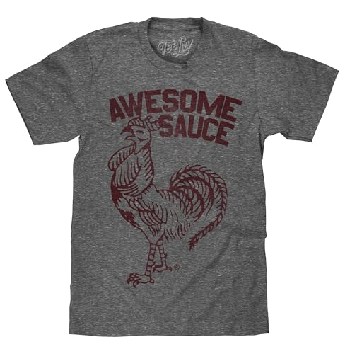 Tee Luv Men's Sriracha Awesome Sauce Shirt - Faded Sriracha Rooster T-Shirt, Graphite Snow Heather, L