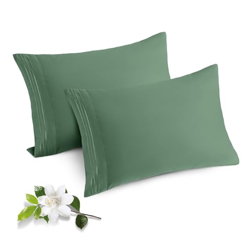Horbaunal Microfiber Pillowcases Standard Size, Green, 2 Pack