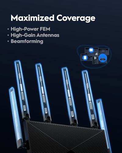 Cudy Tri-Band WiFi 7 BE11000 Router, 6-Stream 10 Gbps, 4 × 2.5G Ports, Up to 11000Mbps, VPN Server and Client, Cudy APP and Mesh, 6 × High-gain Antennas, WR11000 (Renewed)