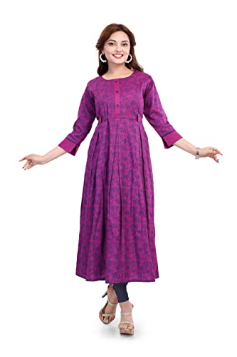 Image of B2F Women's Cotton Rayon A-Line Feeding Kurta Maternity Kurta, Feeding Kurti with Zip