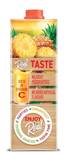 Image of DABUR Real Pineapple Fruit Juice-1L (Pack Of 2)Rich In Vitamin C|No Added Preservatives,No Artificial Colors&Flavours|Goodness Of Best Fruits|Daily Dose Of Fruit Nutrition|Refreshing&Energising Drink