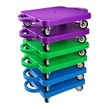 6 Pieces Sports Scooter Board Bulk Sitting Scooter Board with Handles Plastic Casters Sport Flat Scooter for...