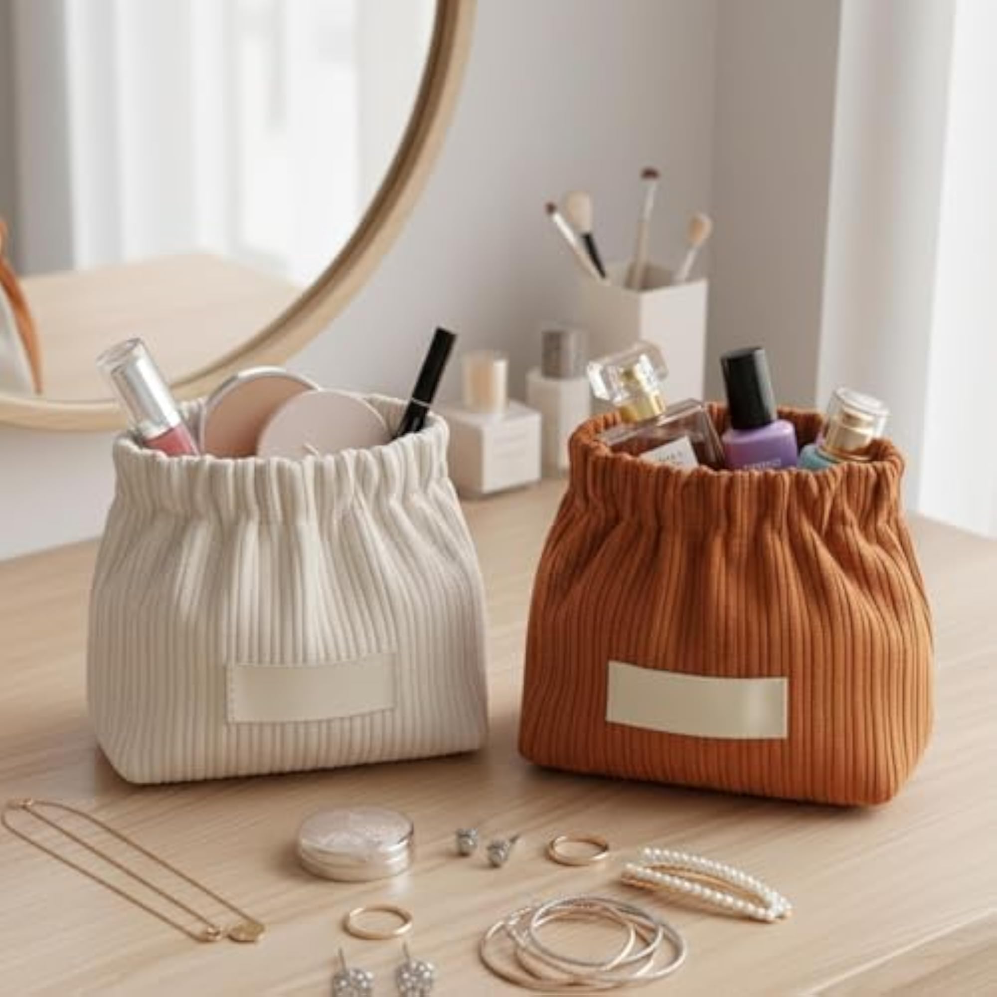 8 Pack Corduroy Elastic Hair Tie Organizer