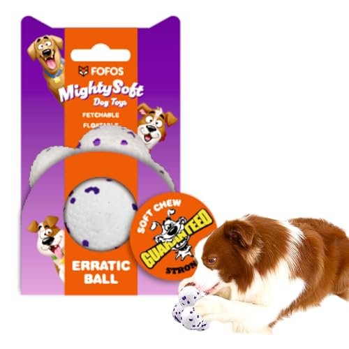 Image of BarkButler x FOFOS Super Durable Bumpy Bounce Ball Dog Toy - White & Purple, Lightweight, Floatable, Gentle on Teeth & Gums, Dog Toys for X-Small to Medium Dogs (0-20kgs), Toys for Dogs of All Breeds