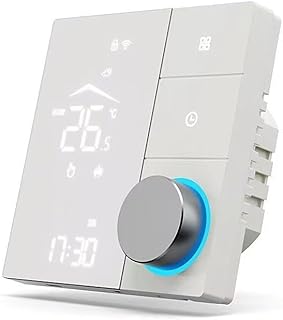 Thermostat WiFi intelligent pour application Tuya, pour commande vocale Alexa, bouton LED pour chauffage à eau et électrique, appareil à économie d'énergie, 2026 (gris 16 A)