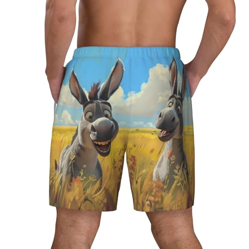 Funny Countryside Donkey Funny Men's Swim Trunks Board Shorts Quick Dry-4