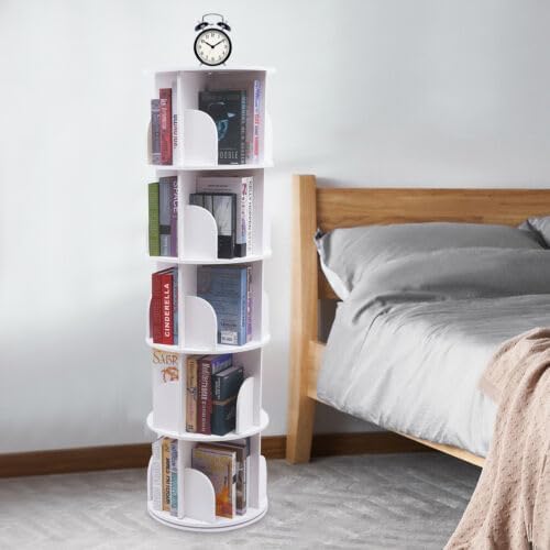 YINZINR 5-Tier Rotating Bookshelf, 360° Rotating Bookshelf Bookcase Storage Shelf Freestanding Display Rack, for Bedroom, Living Room Home and Office