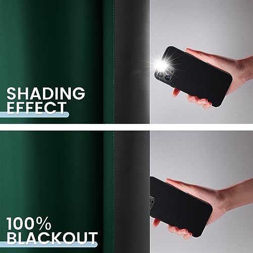 Image of SimpleHome 100% Blackout Ombre Curtains Dark Green and Greyish White,84L | Room Darkening Curtains,Thermal Insulated Grommet Bedroom Window Drape,Curtains for Living Room,2 Panels, 52x84 inches Length