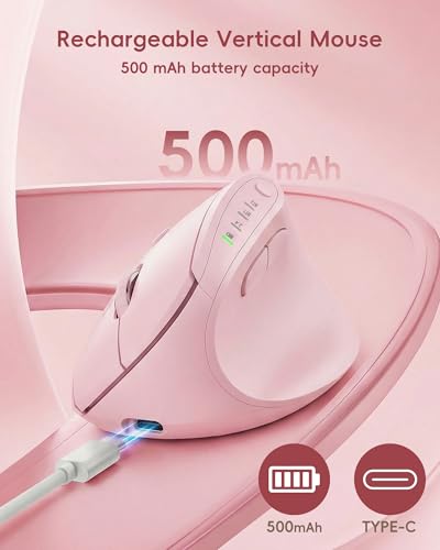 Image of My Little Pony Ergonomic Vertical Mouse, VM01 Dual-Mode (2.4GHz /Bluetooth) Wireless Silent Mouse with LED Battery Indicator, 6 Buttons Silent Clicking Mouse for Wrist Comfort, PC, Laptop, Mac (Pink)