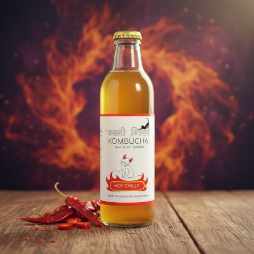 Image of KAALI BILLI Kombucha Hot Chilly, Pack of 4 | Fermented Tea, All Natural, Gut Healthy Drink | 4 x 250ml | Vegan, Preservative free, Low calorie, Low sugar