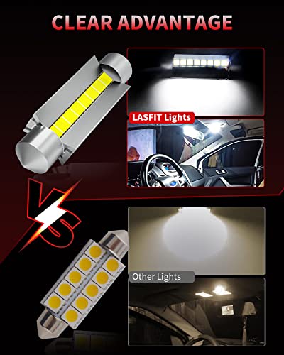 Image of LASFIT 44mm LED Bulb Festoon 561 562 564 567 Bulb Canbus Error Free 400LM 6000K Extremely Bright Use for Trunk Cargo Light, License Plate Bulbs, Xenon White Upgraded(Pack of 2)
