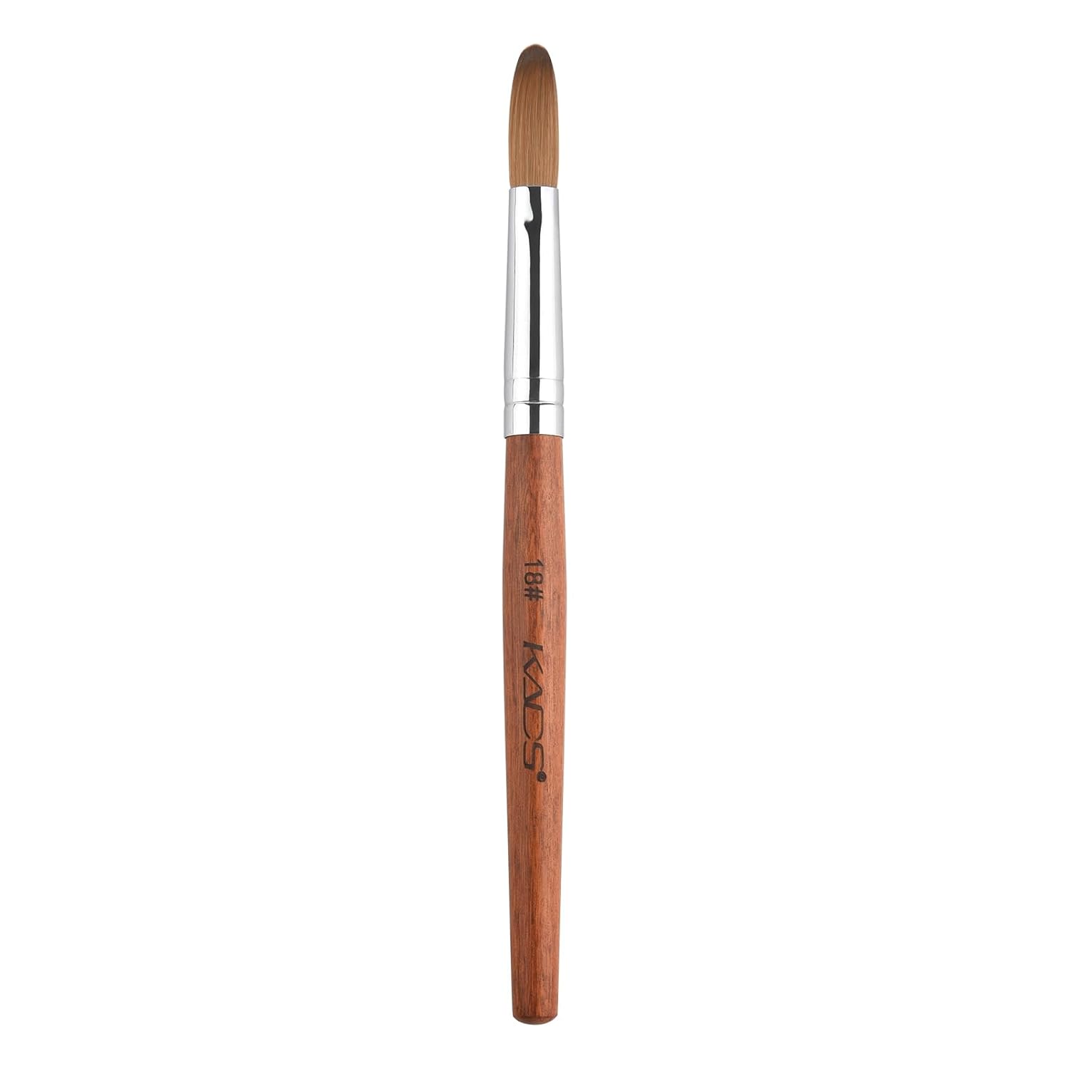 KADS 18# Pure Kolinsky Hair Bristles Acrylic Nail Brush Oval Crimped Shaped RedWood Handle Professional Salon Quality (18#)