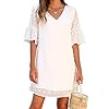 Blooming-Jelly-Womens-White-Dresses-Short-Sleeve-V-Neck-Ruffle-Cute-Sun-Dress-Chiffon-Flowy-Shift-Mini-Dress Blooming Jelly Womens White Dresses Short Sleeve V Neck Ruffle Cute Sun Dress Chiffon Flowy Shift Mini Dress(M,White)
