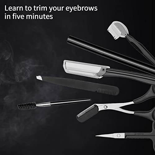 8PCS/SET Professional Eyebrow Shaping Grooming Kit - Beauty Tools Set with Leather Bag Eyebrow Grooming Kit for Women & Men, Eyebrow Trimming Kit With Razor Eyebrow Scissors and Brush with Comb - Image 5