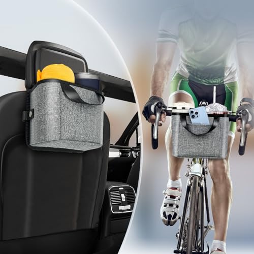 Image of Luggage Cup Holder for Suitcases - Free Hand Drink Carrier, Multifunctional Travel Cup Holder Fits Suitcase Handles, Travel Accessories (Gray)