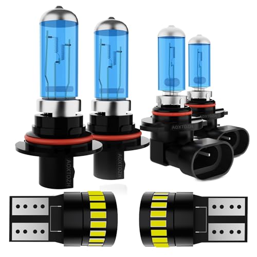 Image of HeadLight Bulbs Fit for 2000-2004 Ford Excursion,9007 High Low Beam Light Bulbs 9145 Fog Light License Plate Lights Combo,Halogen HeadLight,300% Brightness,Plug and Play,6000K White,6 Pcs