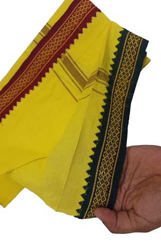 Image of Handloom Cotton + Polyester Mix God Towel | Gamcha /Angocha Towel | Fast Absorbing Bath Towels |Pack of 1 | Size 76 x 168 cm | Yellow